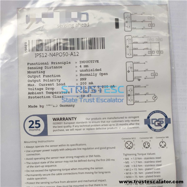 8800100096 IPS12-N4PO50-A12 Escalator Speed Sensor Use for Thyssenkrupp
