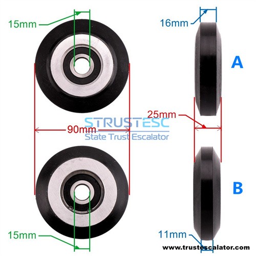 Elevator guide shoe roller 90x25x6302 use for Toshiba