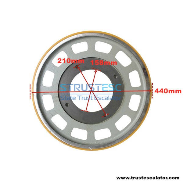 Handrail Friction Wheel Use for Fujitec Escalator OD440mm W36mm ID250mm