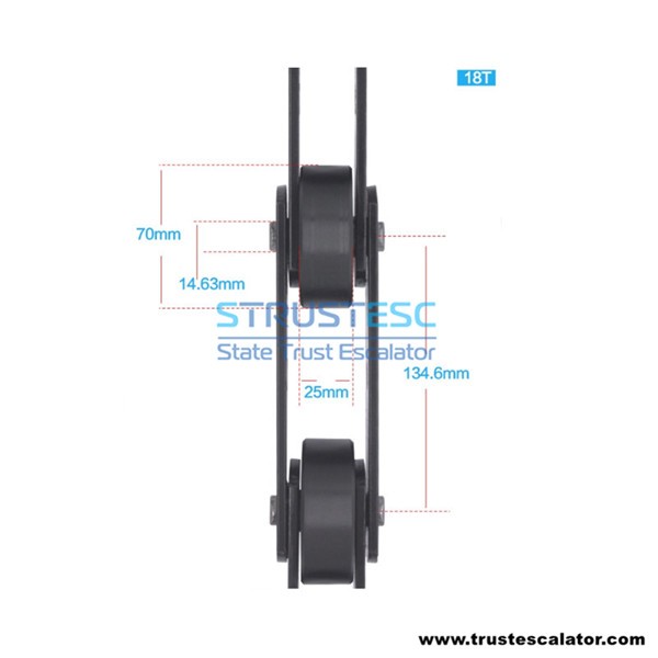 Travelator Moving Walk Chain Use for SJEC TL134.5B P134.5mm Roller 70*25mm